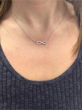 Suzy Levian Sterling Silver Infinity Necklace White CZ NWT